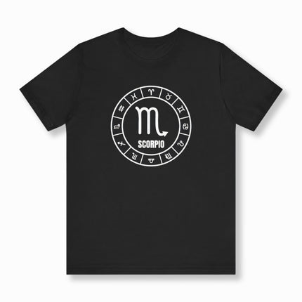 Scorpio Astrology Sign T-Shirt | Zodiac Symbol Text and Graphic Tee | V1