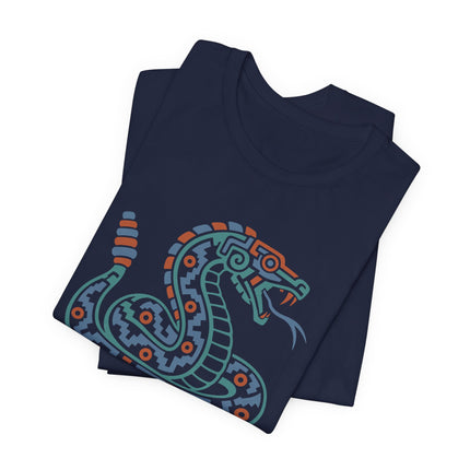 Aztec Rattlesnake T-Shirt | Coiled Green Serpent Graphic Design Tee