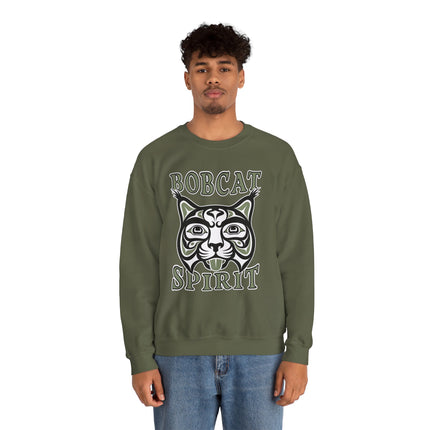 Bobcat Spirit Native American Art Sweatshirt | Indigenous Animal Pullover Sweatshirt