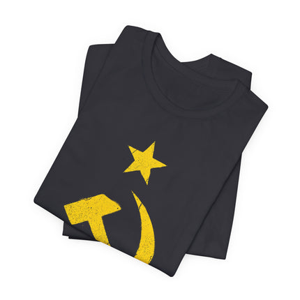 Vintage Hammer & Sickle Star T-Shirt | USSR Soviet Communist Gold Grunge