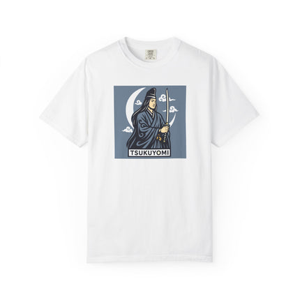 Tsukuyomi Japanese Moon God Graphic T-Shirt | Sword & Crescent Moon | V1