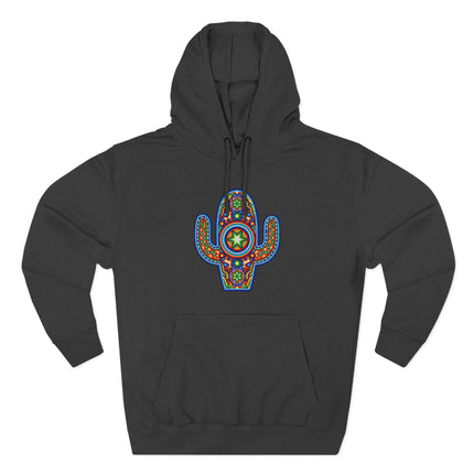 Huichol Cactus Hoodie | Vibrant Mexican Indigenous Art Pullover Hoodie