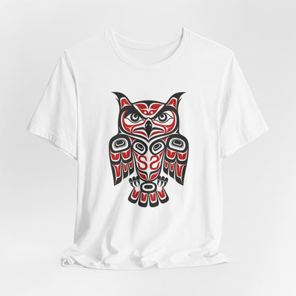 Red Black Owl T-Shirt | Pacific Northwest Indigenous Art Formline Design | Owl