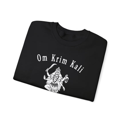 Spiritual sweatshirt featuring Goddess Kali and the Om Krim mantra Hindu print.