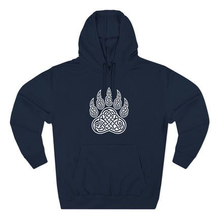 Celtic Knotwork Bear Paw Hoodie - Pagan Spirit Animal Pullover Fleece
