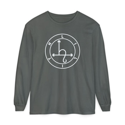 Lilith Sigil Long Sleeve T-Shirt | White Circular Occult Graphic Tee