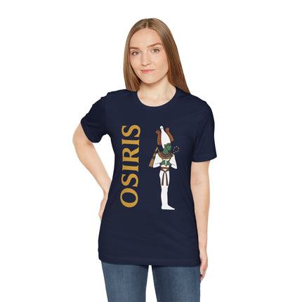 Osiris Egyptian god graphic tee featuring the deity and name.