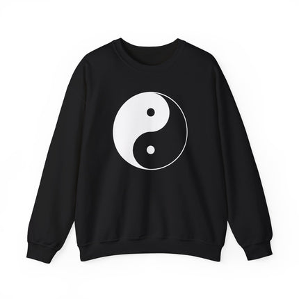 Black Yin Yang symbol sweatshirt featuring harmony and balance graphic design.