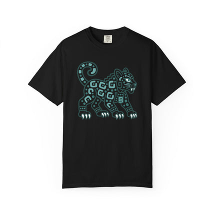 Mayan Jaguar T-Shirt | Turquoise Mesoamerican Animal Graphic Tee