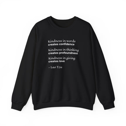 Lao Tzu kindness quote sweatshirt with inspiring text on profound wisdom and love.