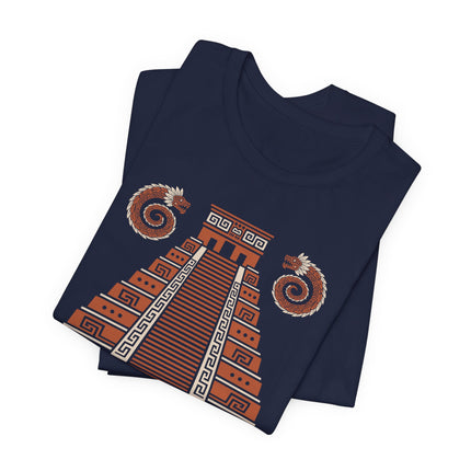 Mayan Pyramid T-Shirt | Gold Stepped Temple with Serpents Tee