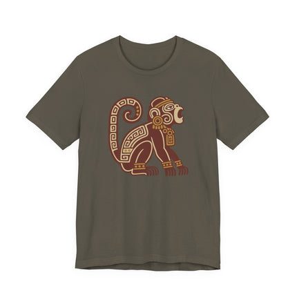 Mayan Howler Monkey T-Shirt | Rust and Gold Curled-Tail Graphic Tee
