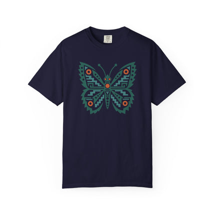 Aztec Butterfly T-Shirt | Red and Turquoise Geometric Wing Design Tee