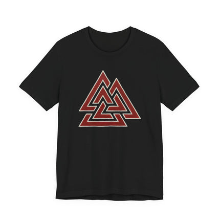 Red Valknut Viking Symbol T-Shirt | Norse Mythology Graphic Tee