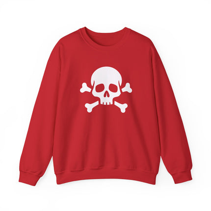 Gothic skull and crossbones graphic print on a pirate unisex pullover sweatshirt.