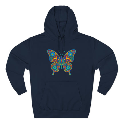 Huichol Butterfly Hoodie | Colorful Mexican Folk Art Indigenous Pullover Hoodie