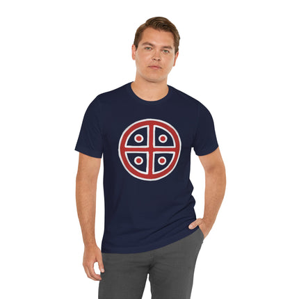 Red & White Solar Cross T-Shirt | Ancient Sun Symbol Graphic Tee