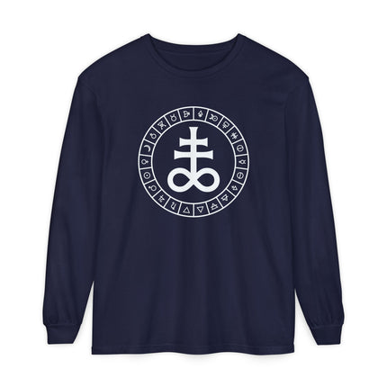 Leviathan Cross Long Sleeve T-Shirt | Runic Circle Occult Graphic Tee