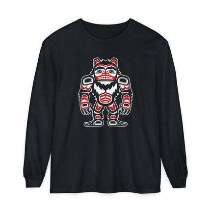 Formline Sasquatch Long Sleeve T-Shirt | Forest Creature Graphic Tee