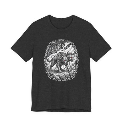 Cerberus Guarding Hades Gate Greek Mythology T-Shirt - Neo-Traditional Art