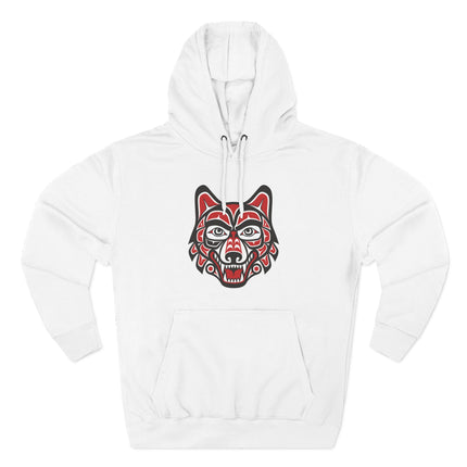 Tribal Wolf Head Art Hoodie | Indigenous Pacific Northwest Pullover Hoodie