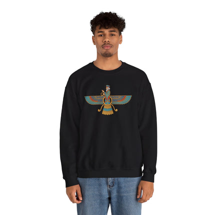 Faravahar Winged Symbol Sweatshirt | Zoroastrian Persian Graphic Pullover Sweatshirt