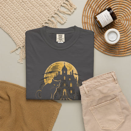 The Cat and the Canary T-Shirt | Moonlit Gothic Mansion Artwork