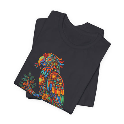 Huichol Parrot Tee | Mandala Bird Design Art T-Shirt