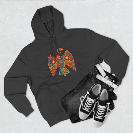 Huichol Vulture Hoodie | Colorful Indigenous Art Graphic Pullover Hoodie