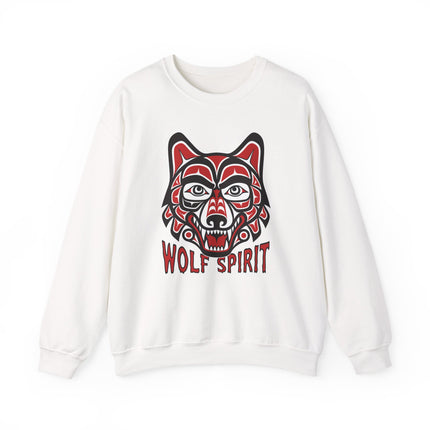 Wolf Spirit Native American Art Sweatshirt | Tribal Indigenous Graphic Unisex Pullover Sweatshirt