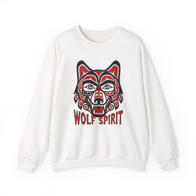 Wolf Spirit Native American Art Sweatshirt | Tribal Indigenous Graphic Unisex Pullover Sweatshirt