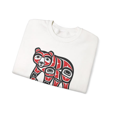 Bear spirit indigenous art graphic pullover sweatshirt design featuring native american imagery.