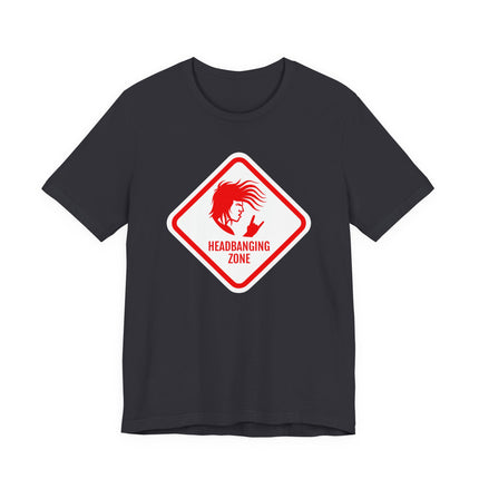 Headbanging Zone rock apparel t-shirt with stylized metal silhouette graphic.