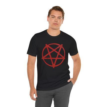 Red Spray Paint Inverted Pentagram T-Shirt | Occult Gothic Graffiti Pentacle Tee
