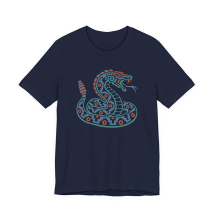 Aztec Rattlesnake T-Shirt | Coiled Green Serpent Graphic Design Tee
