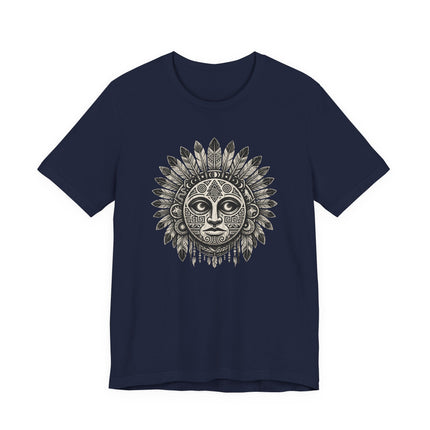 Tribal Lunar Mask Mandala Art T-Shirt | Sacred Geometry Tee