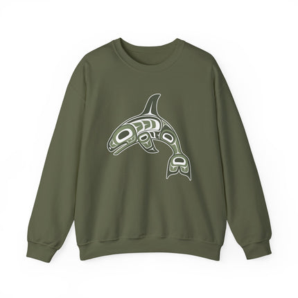 Pacific Northwest formline art orca killer whale graphic sweatshirt.