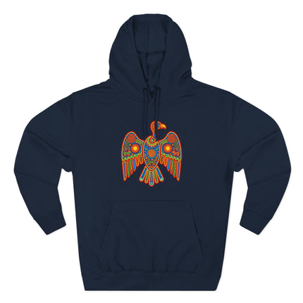 Huichol Vulture Hoodie | Colorful Indigenous Art Graphic Pullover Hoodie