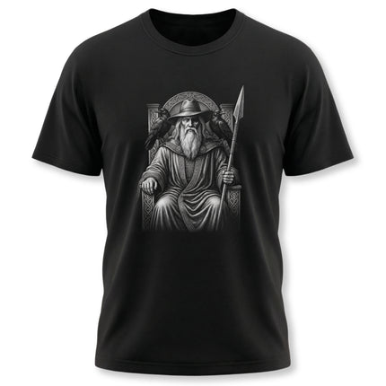 Odin Norse God T-Shirt with Ravens & Spear | Viking Mythology Tee