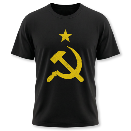 Vintage Hammer & Sickle Star T-Shirt | USSR Soviet Communist Gold Grunge