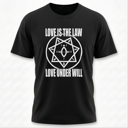 Love Is The Law Unicursal Hexagram T-Shirt | Thelema Crowley Magick | Babylon