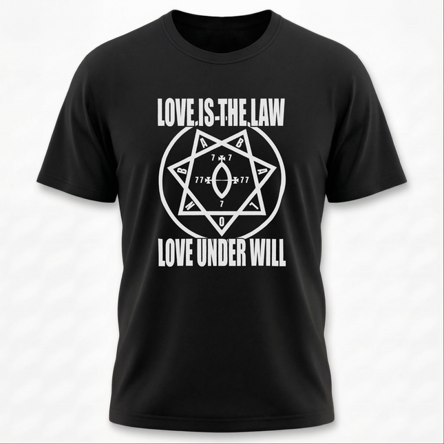 Love Is The Law Unicursal Hexagram T-Shirt | Thelema Crowley Magick | Babylon
