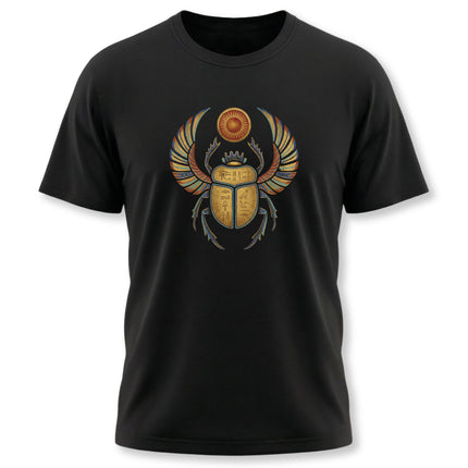 Khepri Scarab Egyptian Sun God T-Shirt | Winged Beetle Hieroglyphs Tee