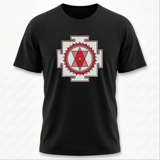Tripura Sundari Yantra Black T-Shirt | Sacred Geometry Hindu Goddess Tee | Yantra