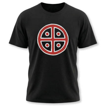 Red & White Solar Cross T-Shirt | Ancient Sun Symbol Graphic Tee