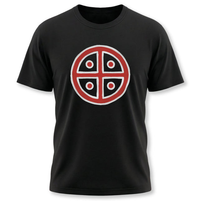 Red & White Solar Cross T-Shirt | Ancient Sun Symbol Graphic Tee