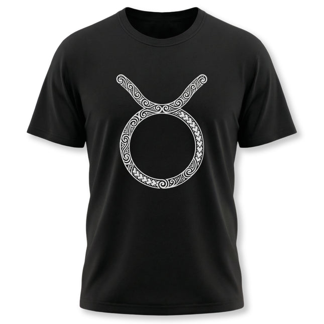 Taurus zodiac sign with ornate Celtic knot design.