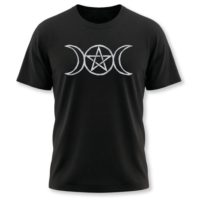 Triple Moon Pentagram T-Shirt | Wiccan Goddess Witchy Tee