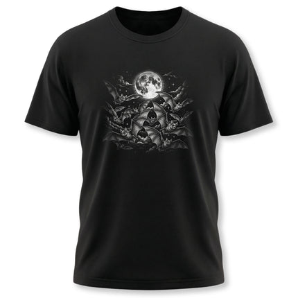 Flying Bats & Full Moon T-Shirt | Gothic Night Sky Graphic Tee