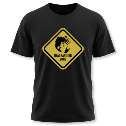 Headbanging Zone Sign T-Shirt | Rock On Hand Heavy Metal Music Tee | Sign